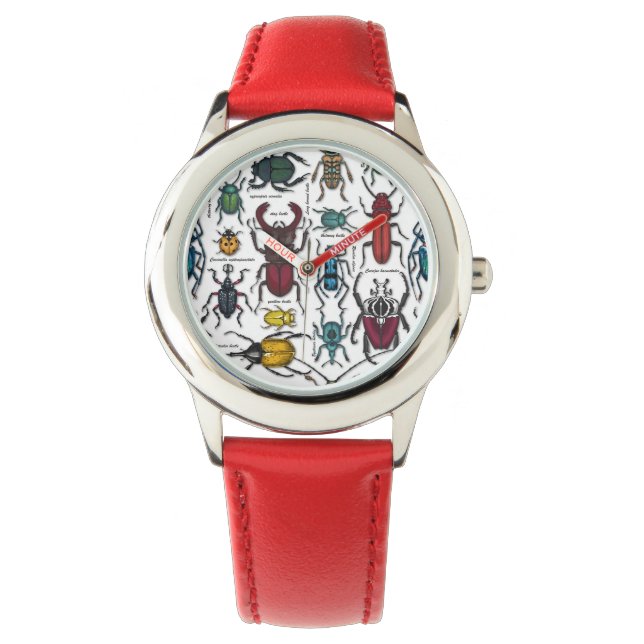 Käfer auf weiß armbanduhr (Vorderseite)