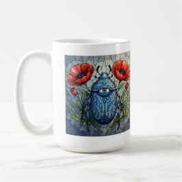 Käfer-Buntglas-Design lebhafte Mohnblüte-Blume Kaffeetasse