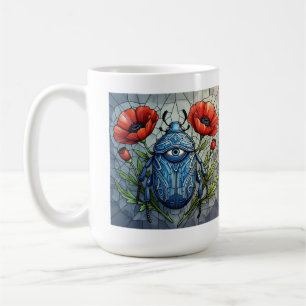 Käfer-Buntglas-Design lebhafte Mohnblüte-Blume Kaffeetasse