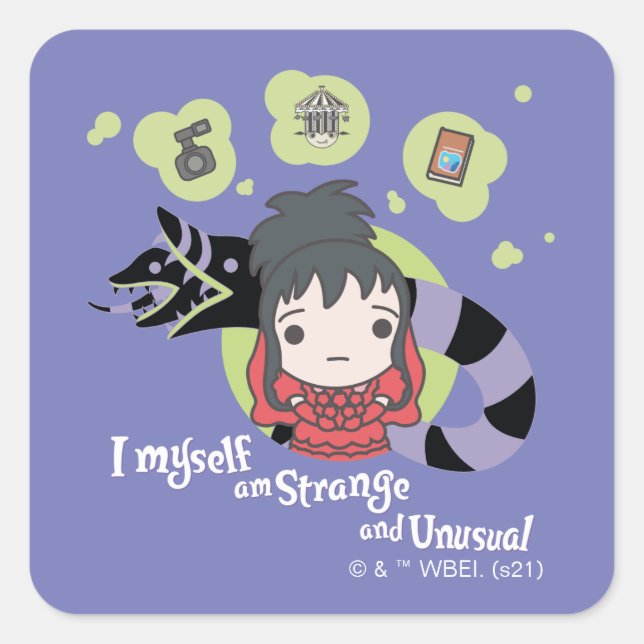 Käfer | Chibi Lydia "Seltsam und ungewöhnlich" Quadratischer Aufkleber (Vorderseite)