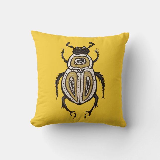 Käfer-Gelbe Insektenkunst Kissen (Vorderseite)