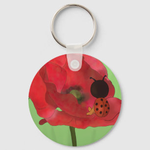 Käfer im Mohn Schlüsselanhänger