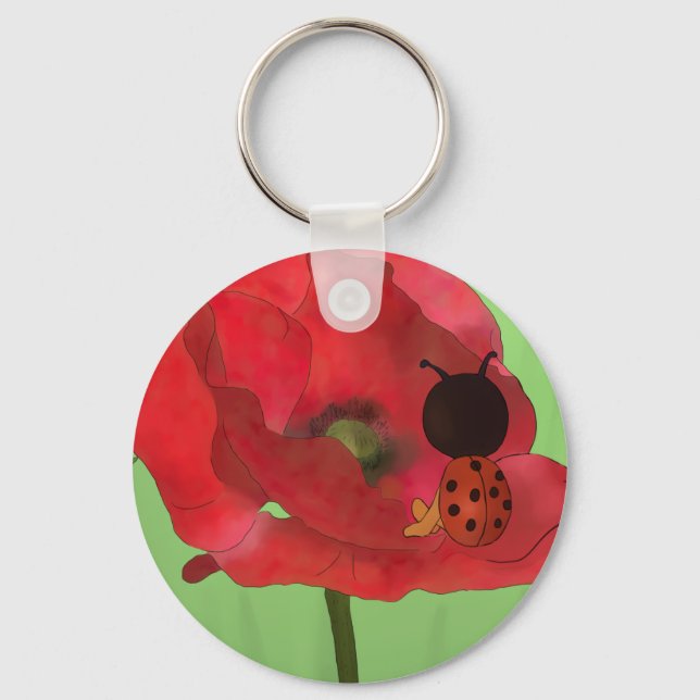 Käfer im Mohn Schlüsselanhänger (Vorderseite)