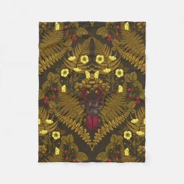 Käfer und Farne Fleecedecke (Vorderseite)