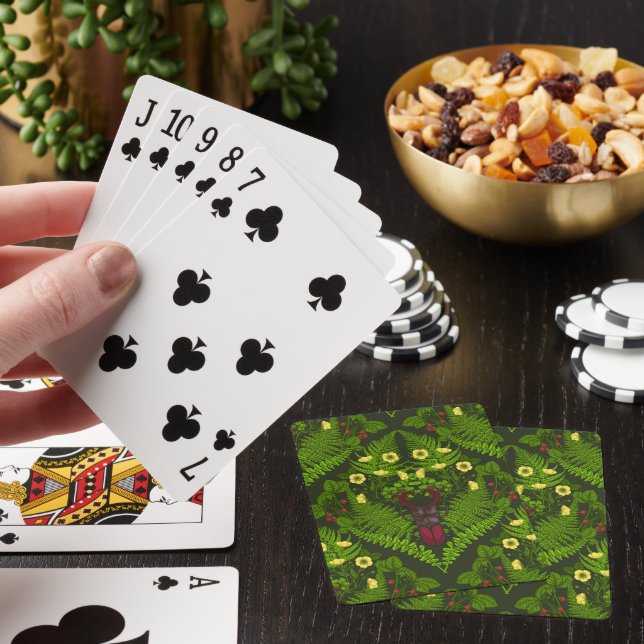 Käfer und Farne, grüne Blätter Spielkarten (In Situ)