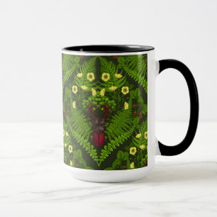 Käfer und Farne, grüne Blätter Tasse