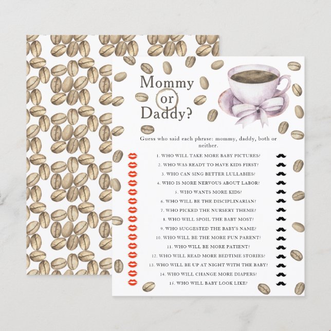 Kaffe-Baby-Party - Mommy-oder-Daddy-Spiel (Vorne/Hinten)