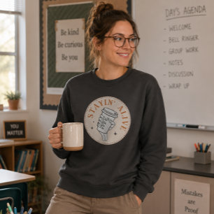 Kaffe Bleib am Leben Skelett Sweatshirt