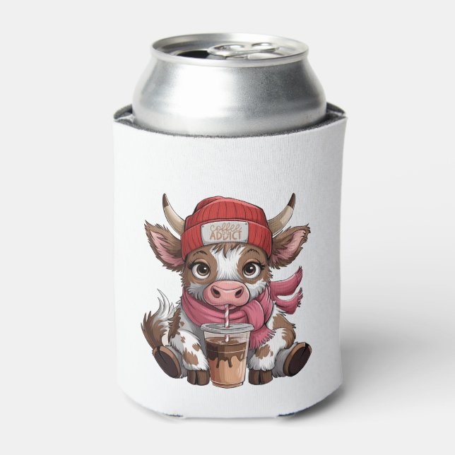 Kaffe süchtige Kuh Dosenkühler (Kanne Vorderseite)