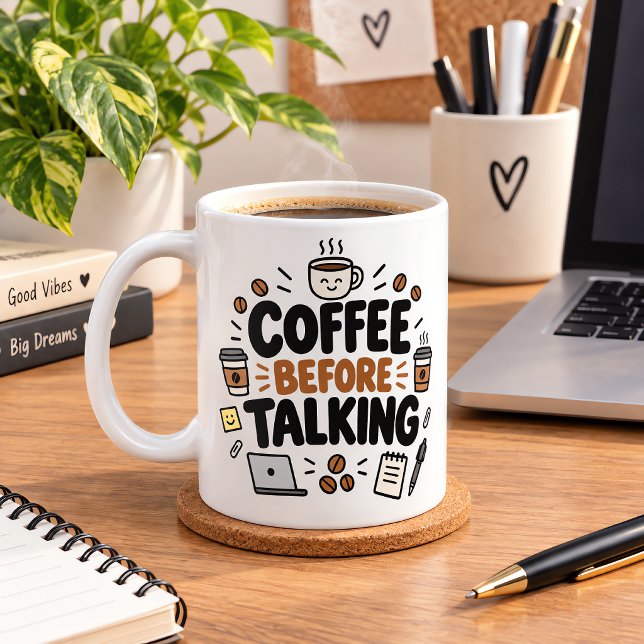 Kaffe vor lustigem Bürogespräch Kaffeetasse (Von Creator hochgeladen)