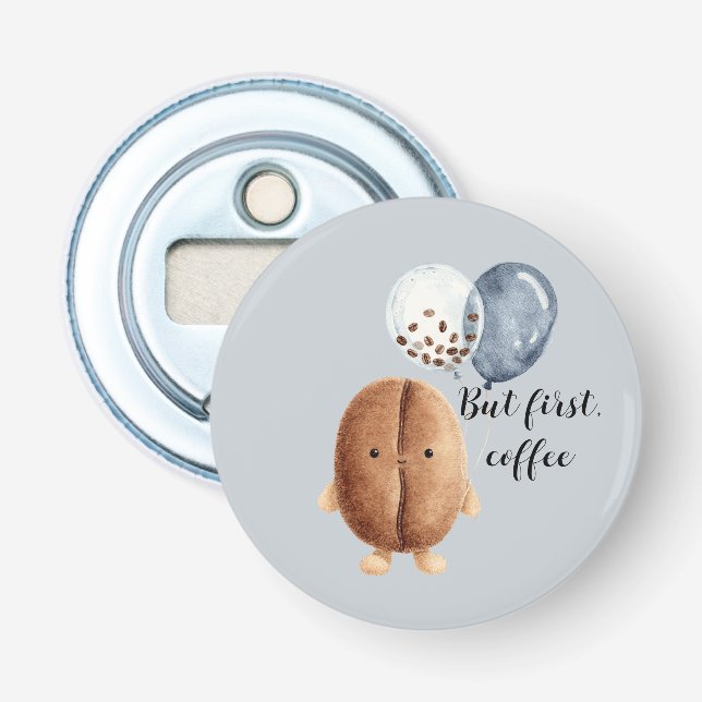 Kaffebohnen Cupcake Faux Blau Denim Flaschenöffner (Vorderseite)