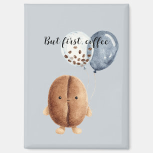 Kaffebohnen Cupcake Faux Blau Denim Magnet