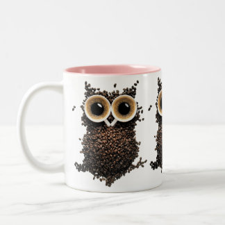 Kaffebohnen-Eulen-Kunst Zweifarbige Tasse