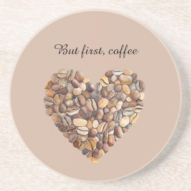 Kaffebohnen Herz  Getränkeuntersetzer (Vorne)