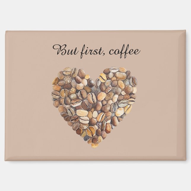 Kaffebohnen Herz  Magnet (Vorderseite)