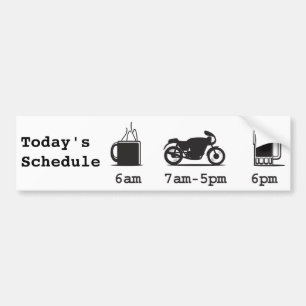 Kaffee, 2wheels u. Bier - heutiger Zeitplan Autoaufkleber