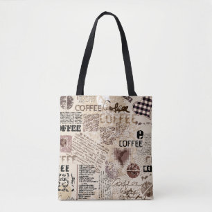 Kaffee. Abstraktes Kaffeemuster auf braunem Hinter Tasche
