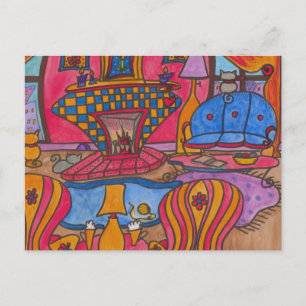 Kaffee am Feuer Postkarte