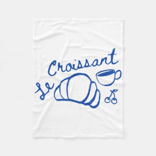 Kaffee & Croissant Französisches Retro-Grafik Fleecedecke
