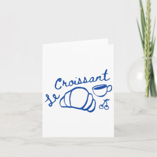 Kaffee &amp; Croissant Französisches Retro-Grafik  Karte