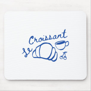 Kaffee & Croissant Französisches Retro-Grafik Mousepad