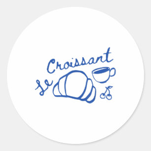 Kaffee & Croissant Französisches Retro-Grafik Runder Aufkleber