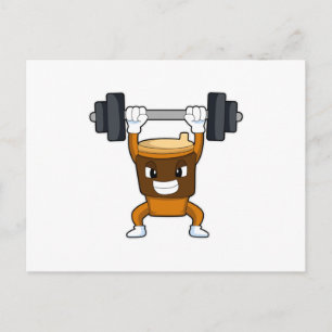 Kaffee an Strandtraining mit Barbell Postkarte