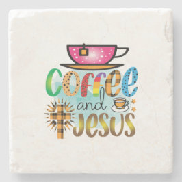 Kaffee Art Coffee und Jesus Steinuntersetzer