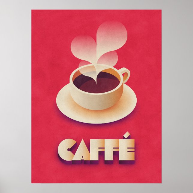 Kaffee Art Deco Red Poster (Vorne)