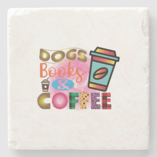 Kaffee Art Hunde Bücher & Kaffee Steinuntersetzer