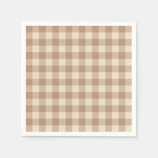 Kaffee Ästhetik Beige und Weiß Gingham Muster Serviette