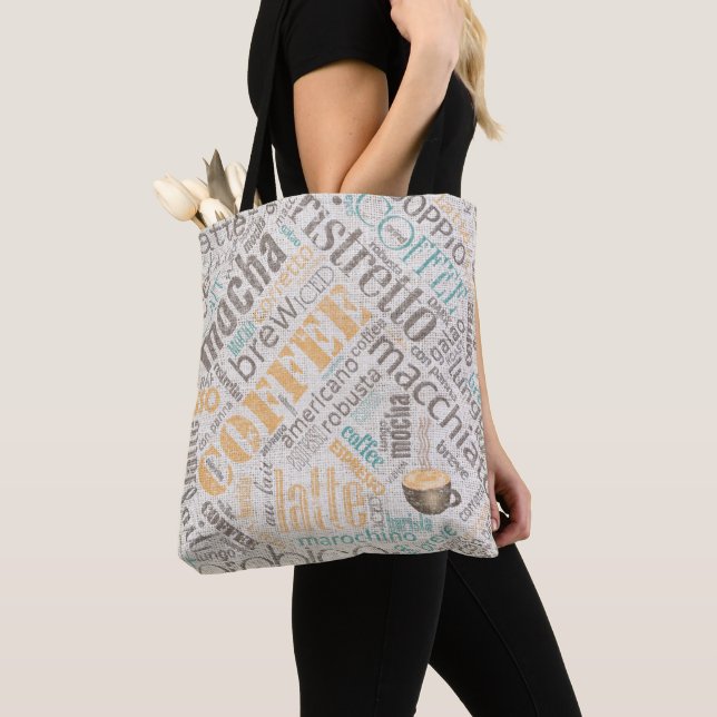Kaffee auf Burlap Word Cloud Aquamarin ID283 Tasche (Von Nahem)
