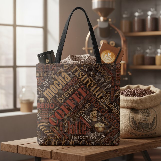 Kaffee auf Burlap Word Cloud Brown ID283 Tasche (Von Creator hochgeladen)
