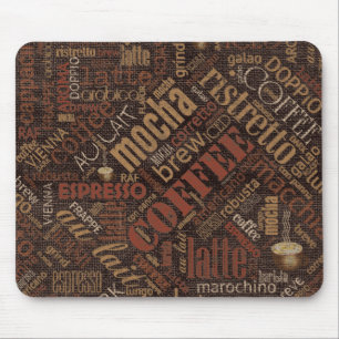 Kaffee auf Jute-Wortwolke Braun ID283 Mousepad
