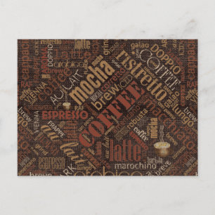 Kaffee auf Jute-Wortwolke Braun ID283 Postkarte