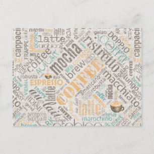 Kaffee auf Jute-Wortwolke Teal ID283 Postkarte