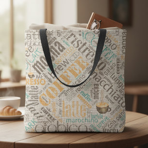 Kaffee auf Jute-Wortwolke Teal ID283 Tasche