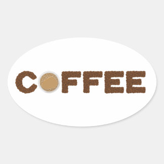 Kaffee aus Kaffeebohnen und Getränken Ovaler Aufkleber