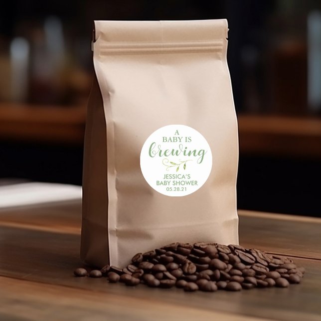 Kaffee Baby Dusche Grüne Gefallen Runder Aufkleber (Von Creator hochgeladen)