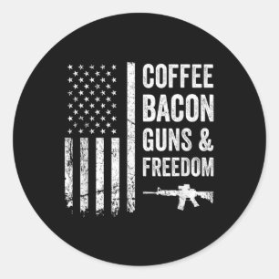 Kaffee Bacon Guns & amp; Freiheit - Grillen Grill Runder Aufkleber