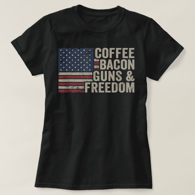 Kaffee Bacon Guns & Freedom - GRILLEN Grill Gun Vi T-Shirt (Design vorne)