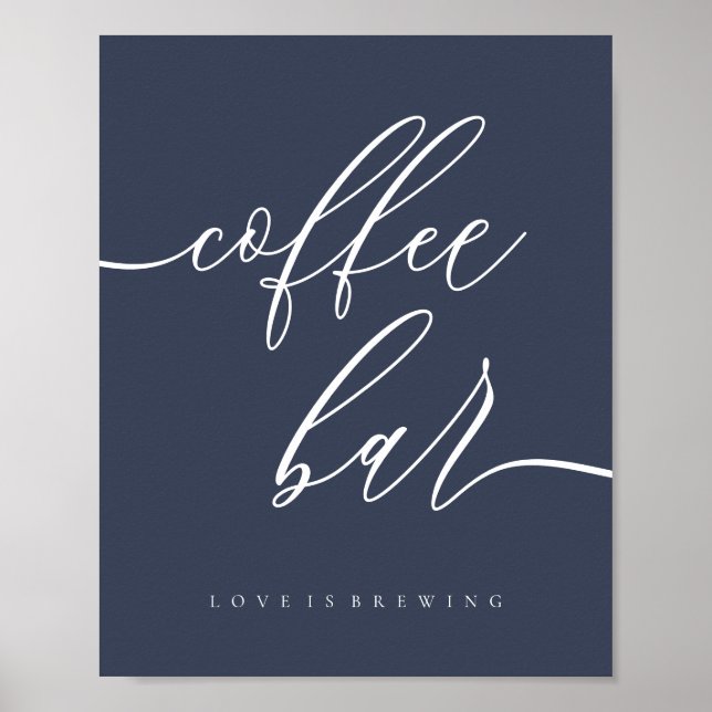 Kaffee-Bar Einfach Navy Poster (Vorne)