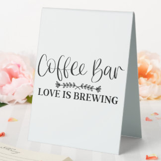 Kaffee Bar Liebe Brautisch Zelt-Zeichen Tischaufsteller