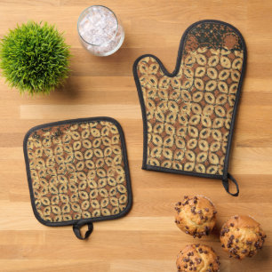 Kaffee Bean Earthy Boho Rustic Ofenhandschuh & Topflappen-Set