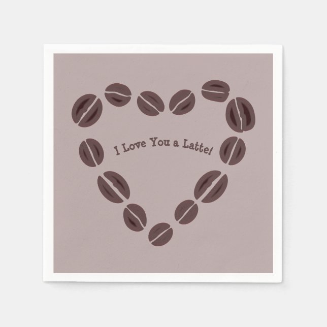 Kaffee Bean Herz I Liebe Sie ein Latte Serviette (Vorderseite)