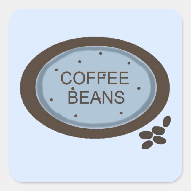 Kaffee Beeren Zeichen in blau und braun Quadratischer Aufkleber (Vorderseite)