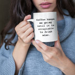 Kaffee Behalte mir bis zum Weinbrand zu gehen Kaffeetasse<br><div class="desc">Der lustige "Kaffee behalte mir zu gehen,  bis es hinnehmbar ist,  Wein zu trinken." Kaffee-Tasse für den Kaffee- und Weinliebhaber.</div>