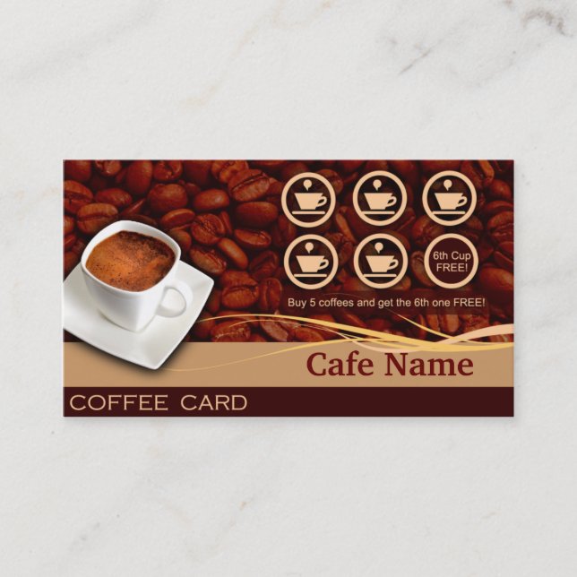 Kaffee-Belohnungen und Visitenkarte - Café Treuekarte (Vorderseite)
