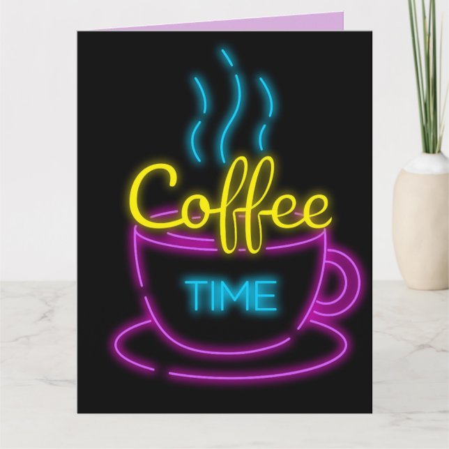 KAFFEE BIRTHDAY GROSSE NEON RETRO FRAMABLE CARD KARTE (Vorderseite)