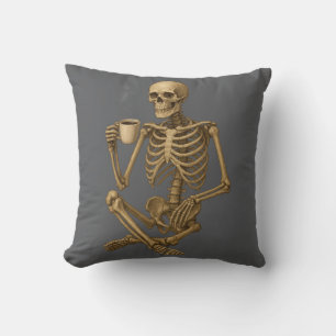 Kaffee bis zum Tod - Skelett Kaffeezeit Kissen